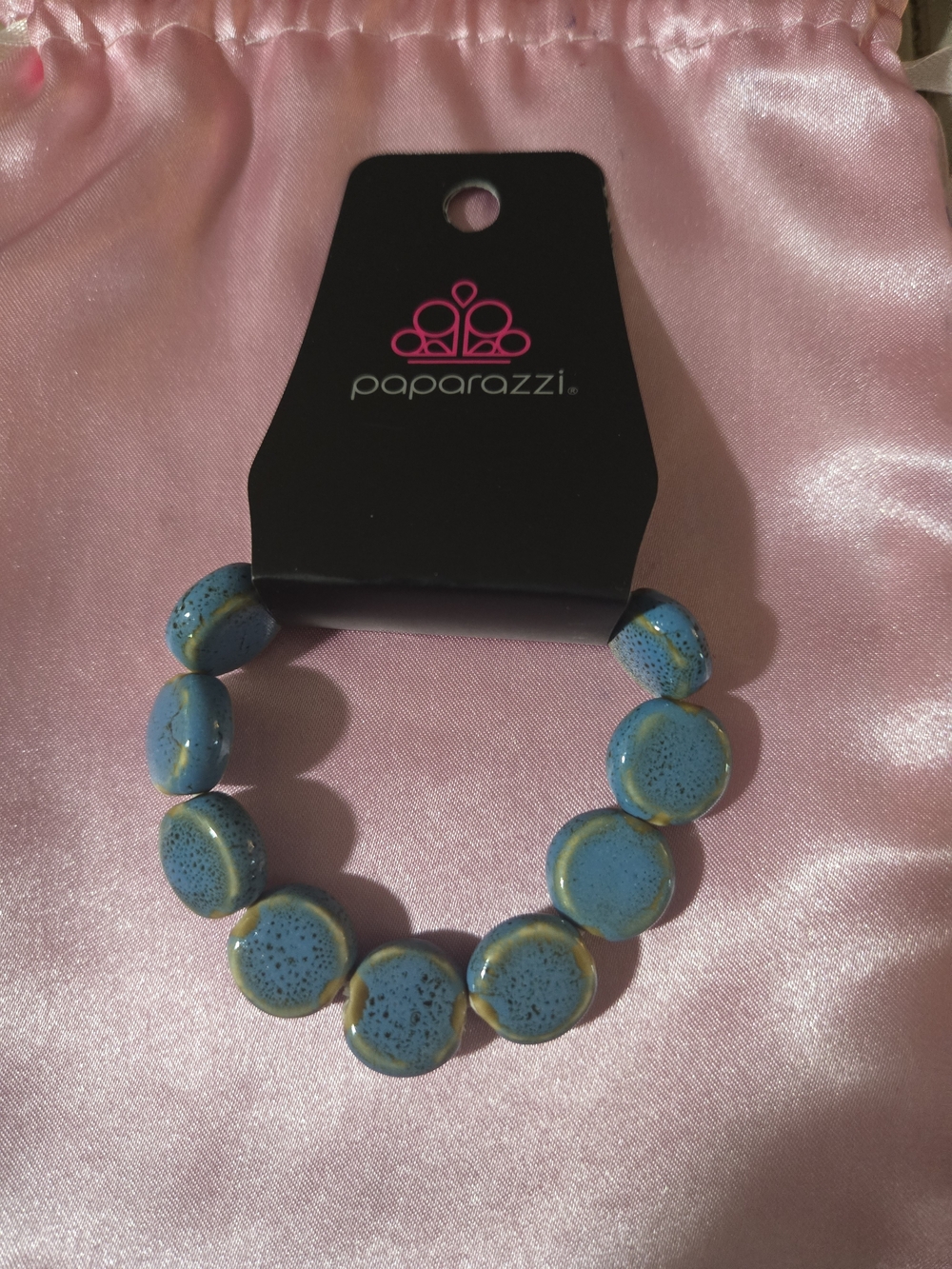 paparazzi Turquoise and Gold Ceramic Disc Stretch Bracelet